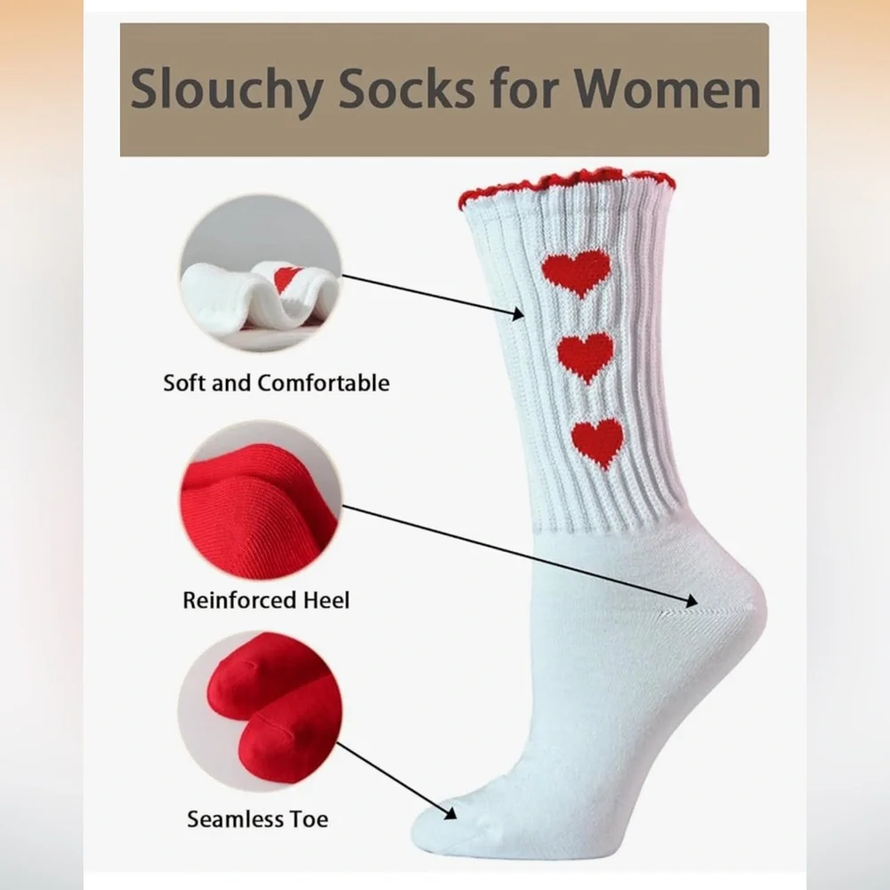 🆕 Slouchy Socks for Women Cotton Boots Scrunch Slouch Crew Socks 3 pairs